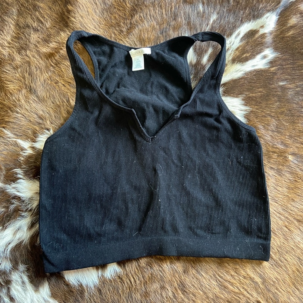 Black Ribbed Tank Top